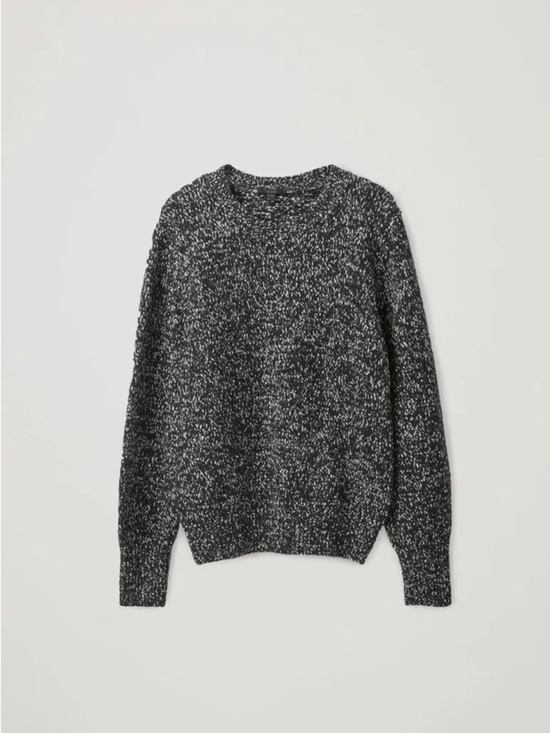 COS Sweaters - COS Speckle Black & White wool and cotton blended Crewneck Sweater size S